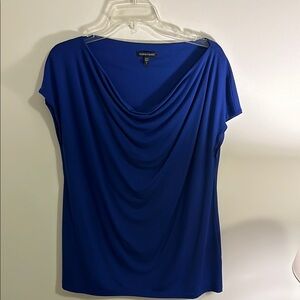 Elegant Blue Drape Neck Top